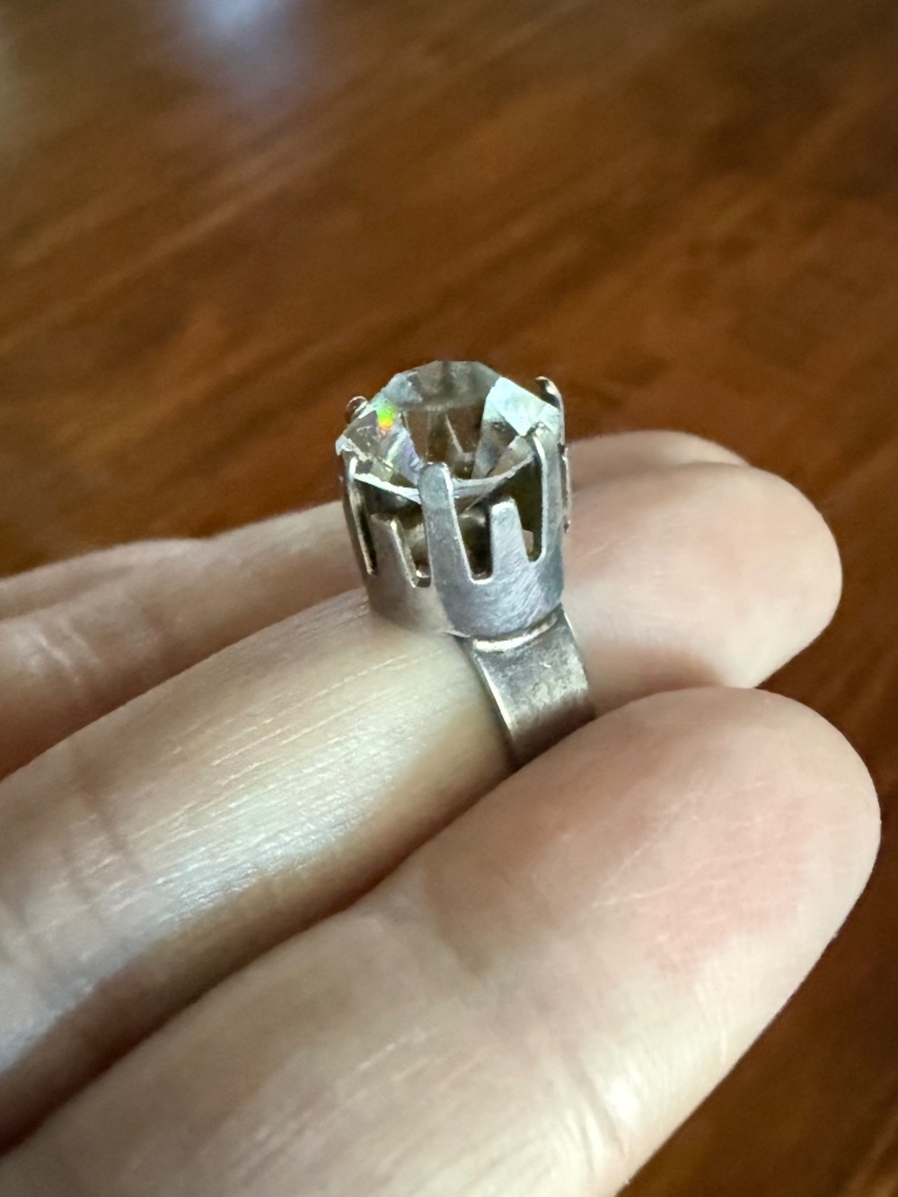 Swedish Rock Crystal Sterling Silver Ring Scandinavian 1975 Mid Century Modern